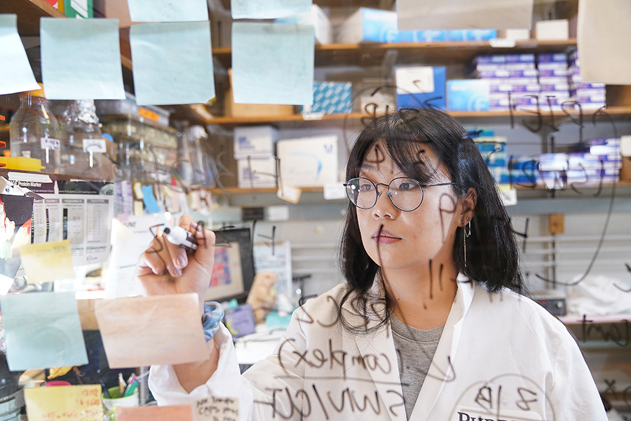 Jiaxin Long in lab at Purdue.